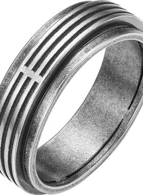 T周六福珠宝银饰FANCY指环男复古银戒指节日礼物送男友