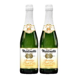Martinelli′s马添利美国进口无醇瓶装汽泡蜜桃味苹果汁750ml饮料