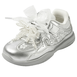 百丽童鞋女童运动鞋夏季软底轻便儿童透气网面鞋中大童小女孩板鞋