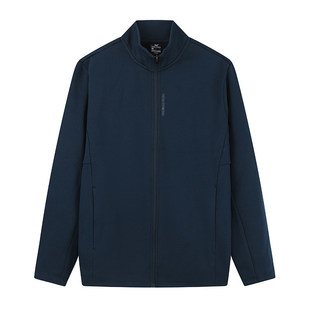 361运动外套男2025秋冬新款针织加绒外套开衫立领上衣男黑色休闲