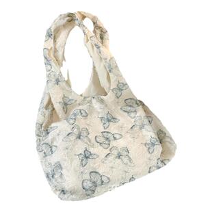 蕾丝蝴蝶帆布包包女 旅游轻便韩风ins文艺托特包大学生上课单肩包