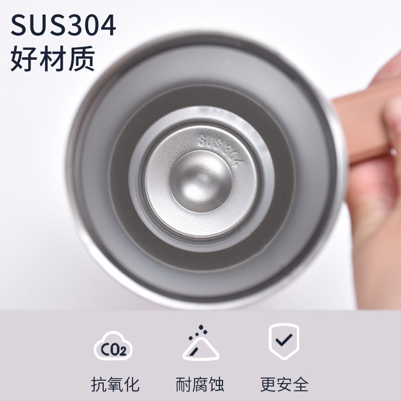 外贸爆款新款带手柄啤酒杯304带保不锈钢冰冷保温杯咖啡杯霸吸管