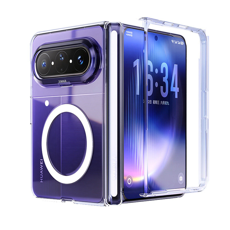 图拉斯适用华为PuraXMax手机壳全包带前框Pura典藏版新款Max阔折叠屏保护壳透明XMax外壳双中轴超薄防摔磁吸