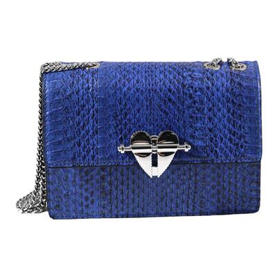 法式立体麟纹蛇皮拼头牛小包