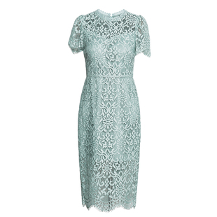 罗衣法式泡泡袖蕾丝连衣裙2025夏季新款气质浅绿色修身裙子12053