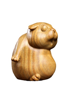 天然绿檀木土拨鼠萌可爱小摆件