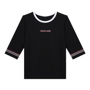 白色七分袖t恤女2026新款夏季爆款宽松显瘦中袖上衣洋气半袖体恤