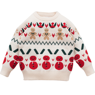 亲子装毛衣圣诞儿童新年母女2024秋冬高端母子一家三口四口针织衫