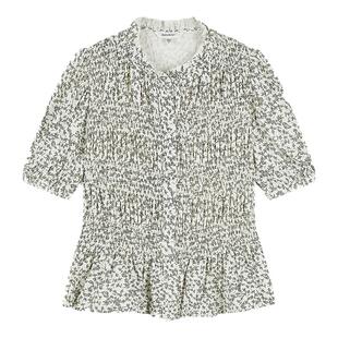 MOUSSY 夏季新品淑女碎花荷叶边收腰泡泡袖衬衫028ISZ30-0661