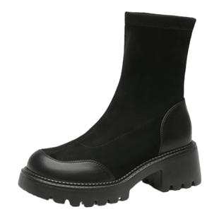 大东弹力瘦瘦靴2025新款爆款黑色袜靴女秋冬靴子厚底增高短靴女款