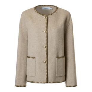 【小香风毛呢】VGRASS维格娜丝25秋冬新款绵羊毛贝壳绣短大衣外套