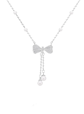 超美流苏蝴蝶结珍珠流苏项链女