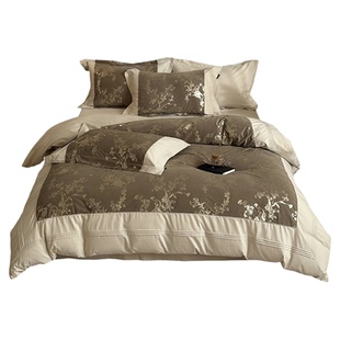 Tender| 法式秋冬全棉磨毛四件套纯棉鎏金新中式加厚被套床上用品