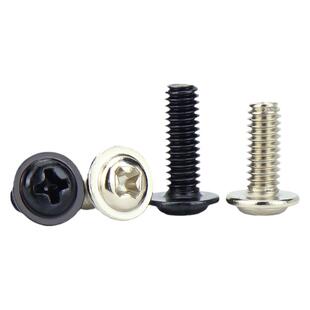 PWM 铁镀镍加硬十字圆头带垫小螺丝盘头带介机螺钉电脑机箱M2M3M4