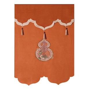 福禄双全葫芦门帘风水布艺半帘隔断帘卧室房间家用帘子遮挡帘挂帘