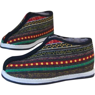 老北京冬季加绒千层底保暖懒人鞋