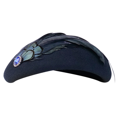 EE秋冬出游优雅天然羽毛贝雷帽