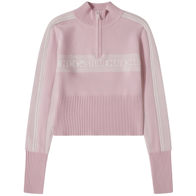 CNC女装秋冬新款羊毛羊绒混纺半开领拉链毛衣女长袖针织衫