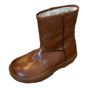 美拉德棕色防水防滑毛毛雪地靴女加绒加厚2025冬季新款复古中筒靴