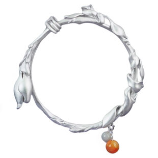 《飞仙乐》九九倾城原创/玉兰花银手镯文艺国风新中式足银手镯女