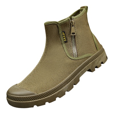 3522防尘鞋司机一脚蹬拉链煤矿开车高帮耐磨软底高腰劳保鞋帆布鞋