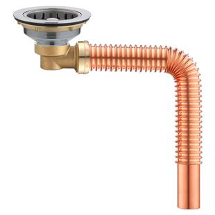 厨房下水管配件洗菜盆黄铜下水器 110紫铜排水管防臭防烫结实耐用