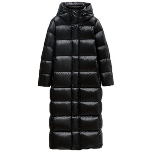 黑金款鹅绒连帽羽绒服女超长过膝到脚踝北方极寒冬季外套男女通用