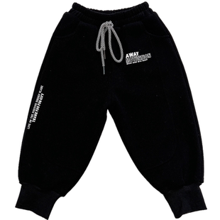 480g米呢绒质感好男童收脚运动裤中小童宝宝冬季加绒加厚裤子卫裤