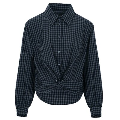 BLANCORE2026春新品前短后长格纹衬衫短半裙