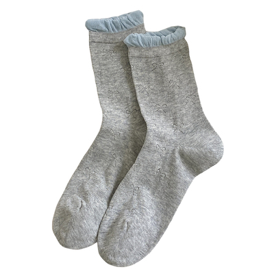 网眼无骨中筒袜女夏季花边堆堆袜