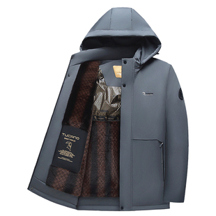 啄木鸟男士棉服冬季加绒保暖中年爸爸装户外加厚棉衣冬装外套男款