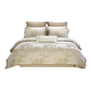 100支兰精天丝提花四件套纯棉裸睡轻奢高级套件简约被套床上用品