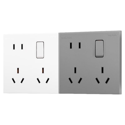 罗格朗开关插座墙壁白色七孔十孔10a16a一体面板带开关86型插面板