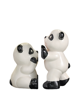 熊猫治愈情绪小摆件客厅酒柜电视柜书房办公室高级感书立架装饰品