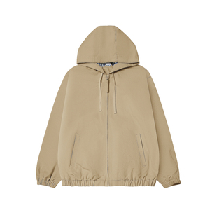 嘿马七作日系复古短款连帽工装夹克男春秋休闲上衣拼色格纹外套潮