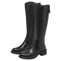 万茜/美洋同款接吻猫[游牧诗人]长筒靴真皮黑色高靴皮带扣骑士靴