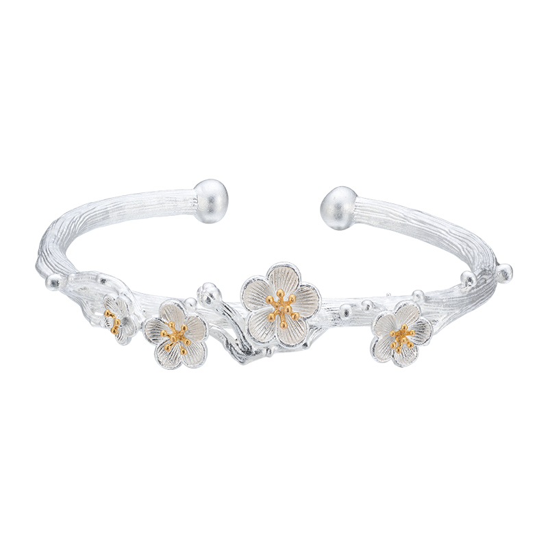 顺庆银楼S9999足银女款含香手镯纯银手镯精致设计款小众好运礼物