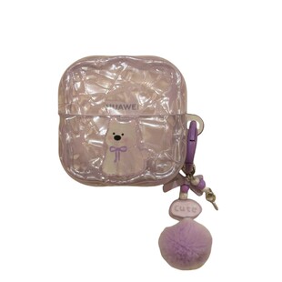 流光紫贝壳纹西高地freeclip2保护套适用于华为freeclip波浪边保护壳防摔7i软壳SE3细闪紫色蓝牙壳6i简约se2