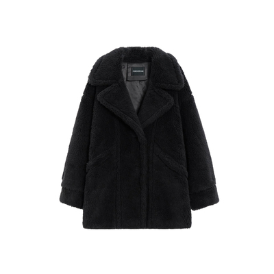 CAN秋冬新款廓形骆驼绒羊毛大衣