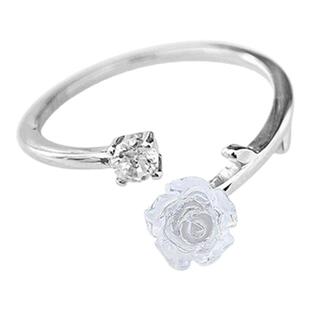 s925纯银戒指女山茶花开口可调节小众设计高级感食指戒送女友礼物