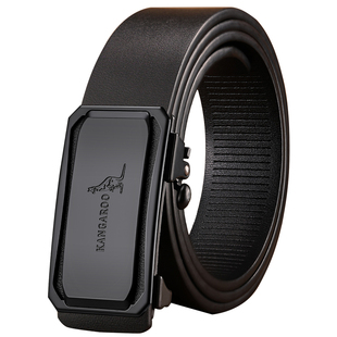 袋鼠皮带男款真皮2026新款牛皮无牙自动扣腰带男士休闲商务裤腰带