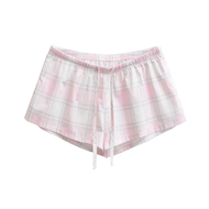 夏季甜美格子抽绳外穿短裤女热裤