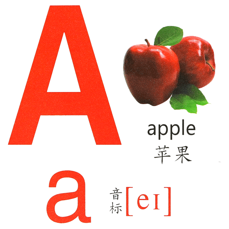 儿童26个英语字母卡片扫码发音早教具abc英文带音标大小