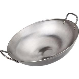 双耳铁锅饭店酒店家用老式手工食堂边锅燃气灶通用炒锅熟铁大锅