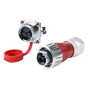 免焊接航空插头3芯IP68防水螺丝锁线公母对接免焊接凌科DH24