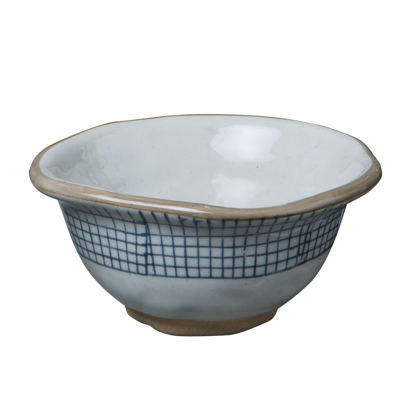 格子手绘青花不规则陶瓷餐具