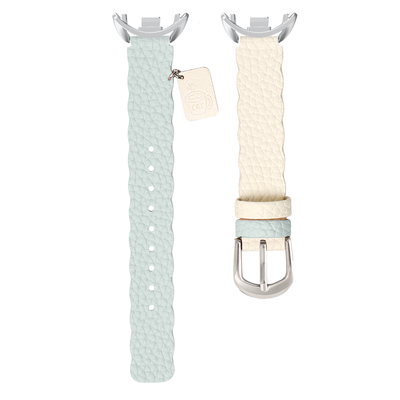 适用小米手环10荔枝纹拼色皮表带