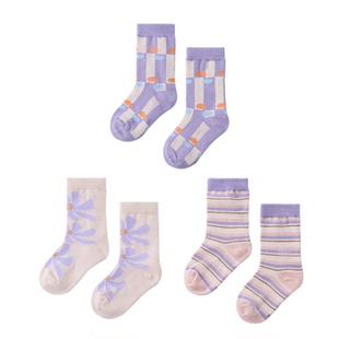 【三双装】papa爬爬春季儿童袜子男女童新品精梳棉中筒袜干爽舒适