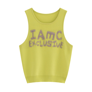 辣妹针织多巴胺黄绿吊带背心春设计感小众修身音乐节精致上衣短款