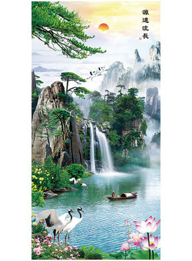 玄关自粘墙贴中式山水风景贴画